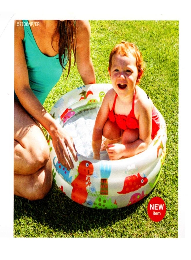 vwretails inflatable dinosaur 3 ring baby pool, 24 x 8.5(61cmx22cm) inflated - without pump- Multi color - Image 3